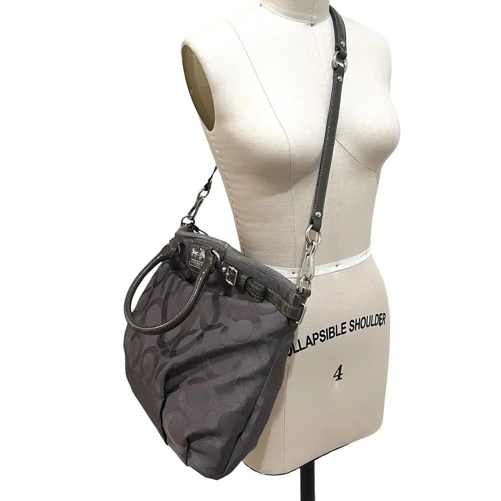 Coach Op Art Madison Lindsey Large Gray Handbag Satchel Tote
